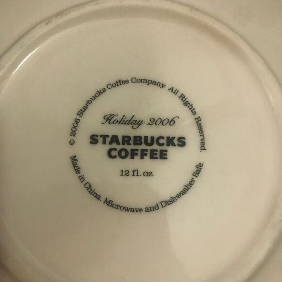 Starbucks Holiday 2006 Coffee Set Of 4 Plum Purple White Cup Saucer Mug - Picture 9 of 9